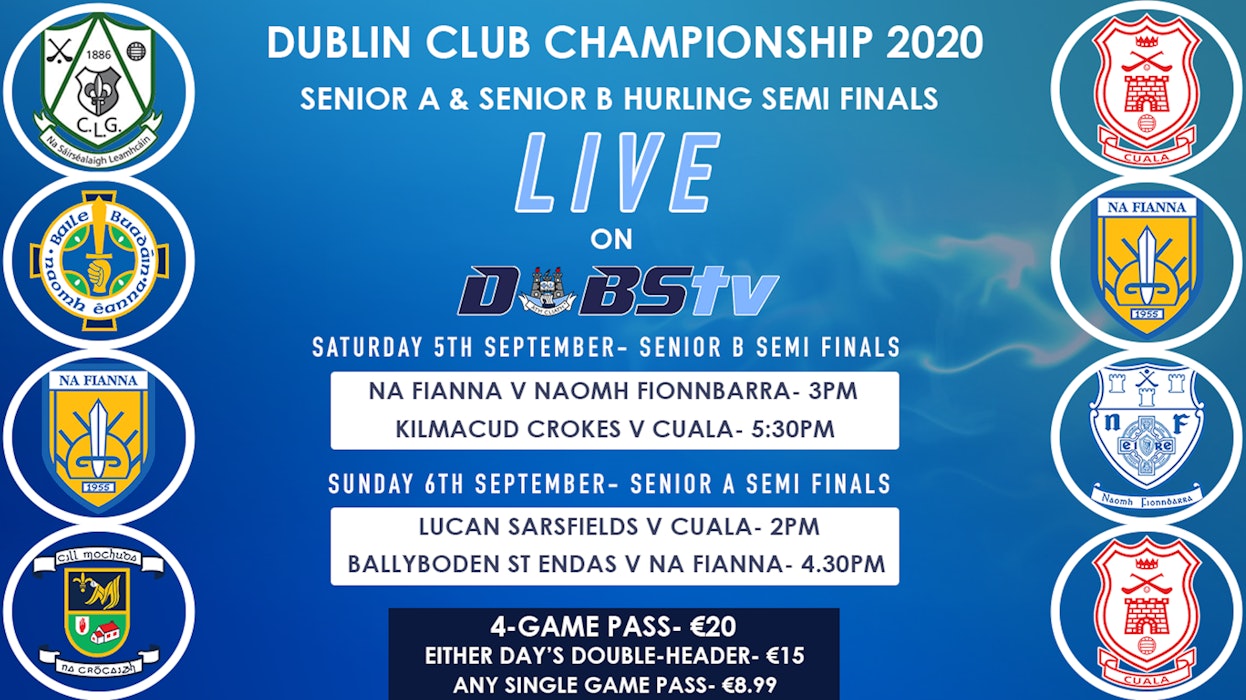 Dubs TV Live Streams- Dublin Senior A & B Hurling Championship Semi Finals